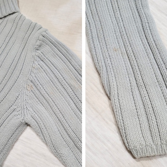 Banana Republic Light Gray Turtleneck 100% Cotton Sweater Men Medium-Large - Picture 3 of 8